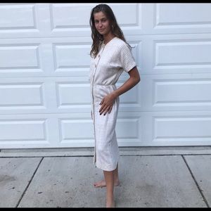 Vintage 1950s pencil tight gold button dress